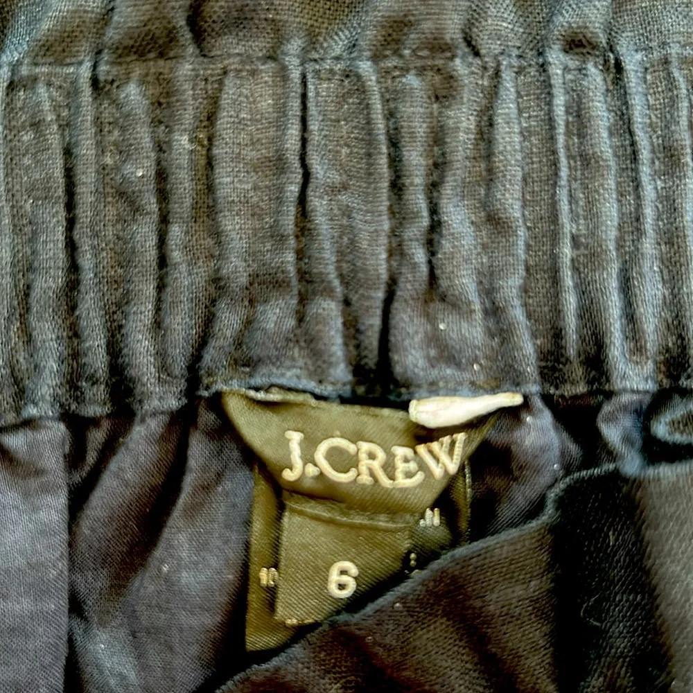 J. CREW NWOT Navy size 6 linen paper bag waist skirt with pockets - Picture 3 of 7